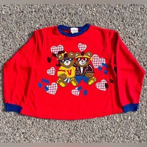 Bears Music Note Heart 1980s Basic Image Crewneck Sweatshirt Top Youth (L 12/14)